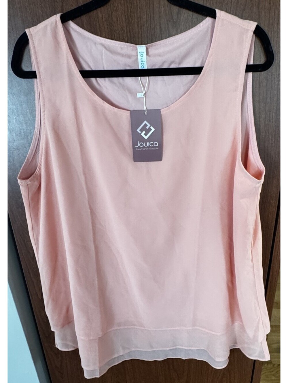 Jouica Women’s XL Blush Pink/Peach  Sleeveless Double Layer Chiffon Blouse NWT